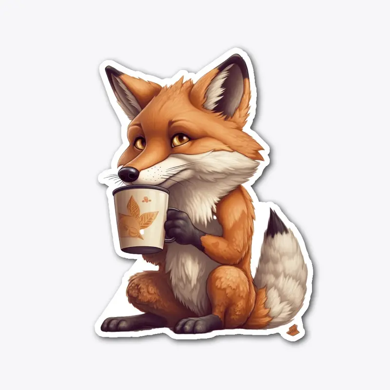 A fox drinking a Coffe